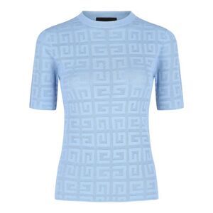 Givenchy 4G Monogram Short-Sleeve Sweater Blue Womens